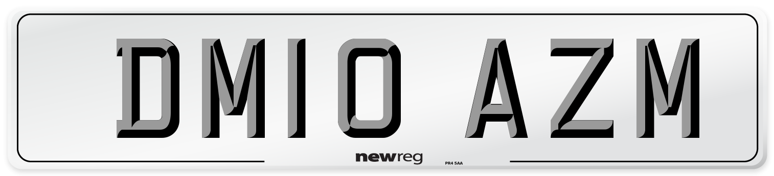 DM10 AZM Number Plate from New Reg